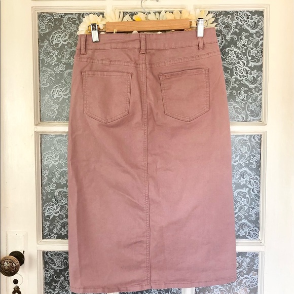 INHERIT CLOTHING CO. | Remi Mauve Denim Stretch Skirt Sz 10 - Picture 7 of 9
